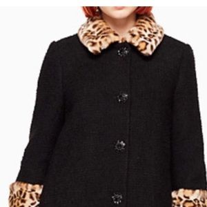 Kate Spade Leopard Collar and Cuffs Coat